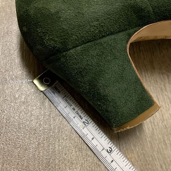 Daniele Ancarani Suede Leather Bow Tie Kelly Green Block Heel Round‎ Toe Shoes - Picture 9 of 9